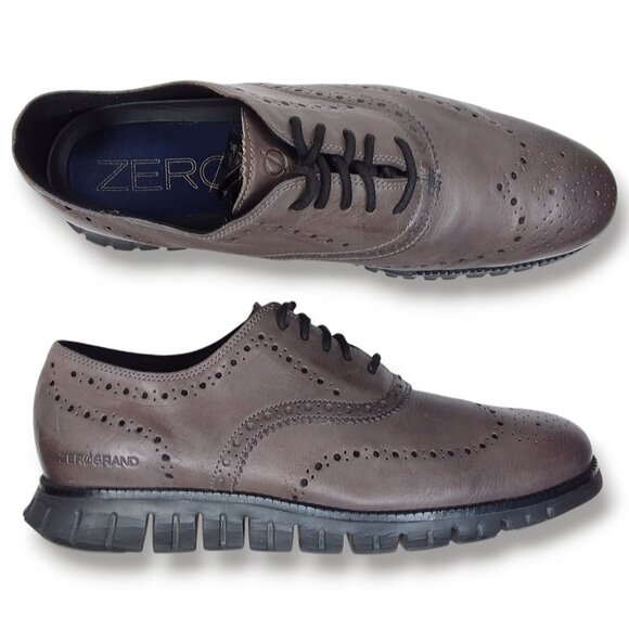 Cole Haan Zerogrand Wingtip Oxford Leather Shoes Size 10.5 Burnished Pavement - Picture 1 of 14